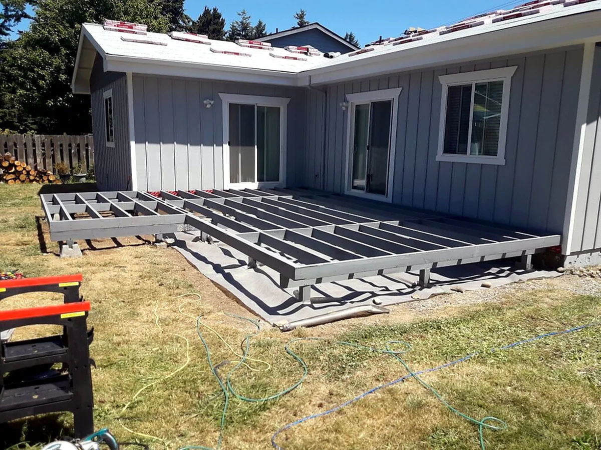 New framing on a construction project by SeaBreeze